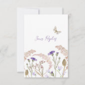 Wildflower bloemen paarse herfst bruiloft eenvoudi RSVP kaartje (Voorkant)