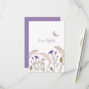Wildflower bloemen paarse herfst bruiloft eenvoudi RSVP kaartje
