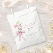 Wildflower Bloemen Roze strik Baby shower Bedankzakje (Geknipt)