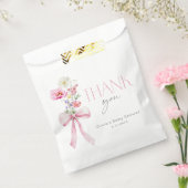 Wildflower Bloemen Roze strik Baby shower Bedankzakje (Gezegeld)
