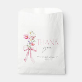Wildflower Bloemen Roze strik Baby shower Bedankzakje