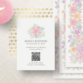 Wildflower Bloemen RSVP QR Code Huwelijk Informatiekaartje