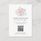 Wildflower Bloemen RSVP QR Code Huwelijk Informatiekaartje (Voorkant)