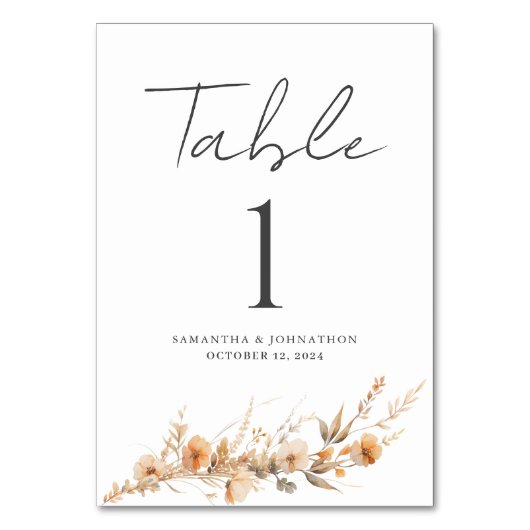 Wildflower Bloemen Tafel Kaart (Voorkant)