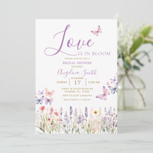 Wildflower Bloemen Vlinder Vrijgezellenfeest Kaart (Staand voorkant)