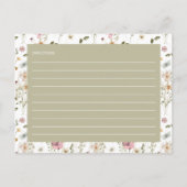 Wildflower Bloemen Vrijgezellenfeest Recept Kaart (Achterkant)