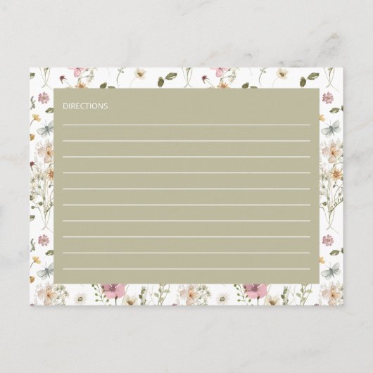 Wildflower Bloemen Vrijgezellenfeest Recept Kaart (Achterkant)