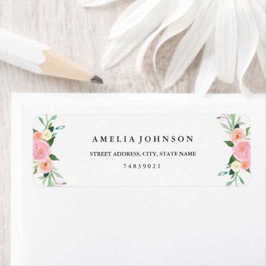 Wildflower Bloemen Waterverf Adreslabel Etiket (Insitu)