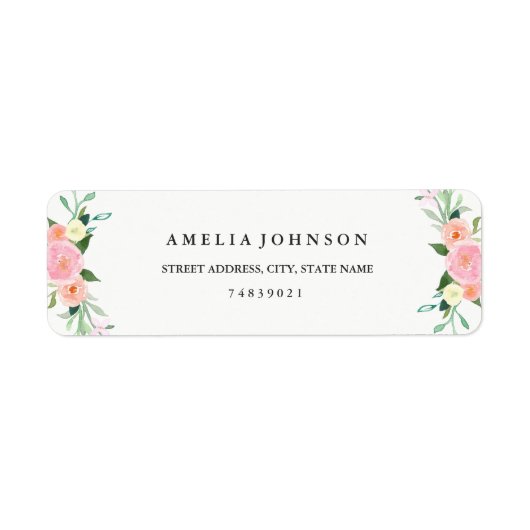 Wildflower Bloemen Waterverf Adreslabel Etiket (Voorkant)