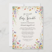 Wildflower Bloemen Waterverf Baby Meisje Douche Kaart (Voorkant)