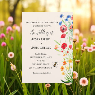 Wildflower Bloemen Waterverf Boho Rustiek Huwelijk Kaart