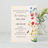 Wildflower Bloemen Waterverf Boho Rustiek Huwelijk Kaart (Staand voorkant)