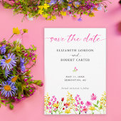 Wildflower Bloemen Waterverf Elegant Script Save The Date