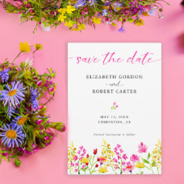 Wildflower Bloemen Waterverf Elegant Script Save The Date