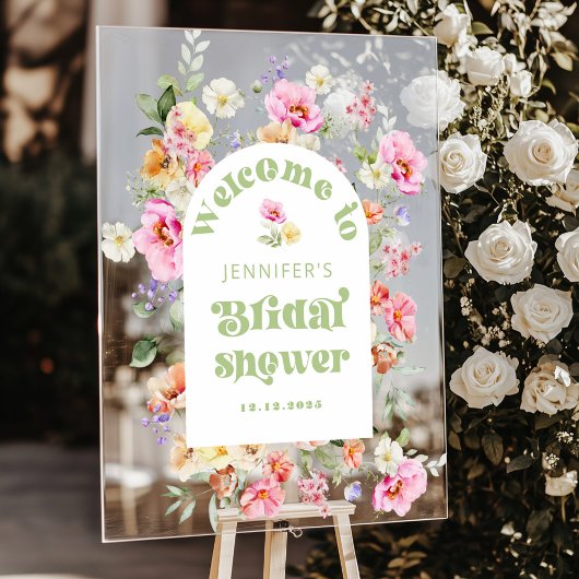 Wildflower bloemenboog Vrijgezellenfeest Welkom Acryl Bord