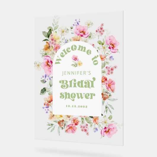 Wildflower bloemenboog Vrijgezellenfeest Welkom Acryl Bord (Hoek)