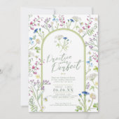 Wildflower bloemenkunst waterverf bruiloft repetit kaart (Voorkant)
