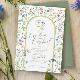 Wildflower bloemenkunst waterverf bruiloft repetit kaart
