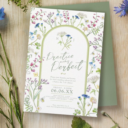 Wildflower bloemenkunst waterverf bruiloft repetit kaart
