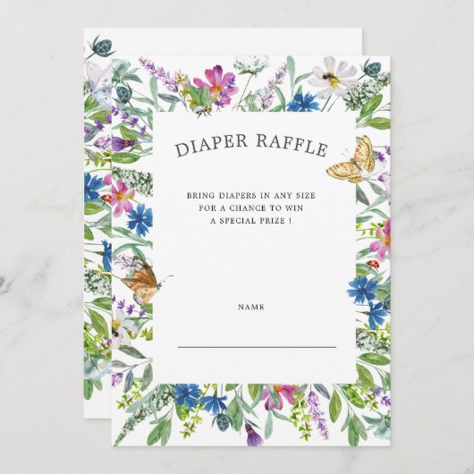 Wildflower Bloemenluier Raffle Ticket Uitnodiging (Voorkant / Achterkant)