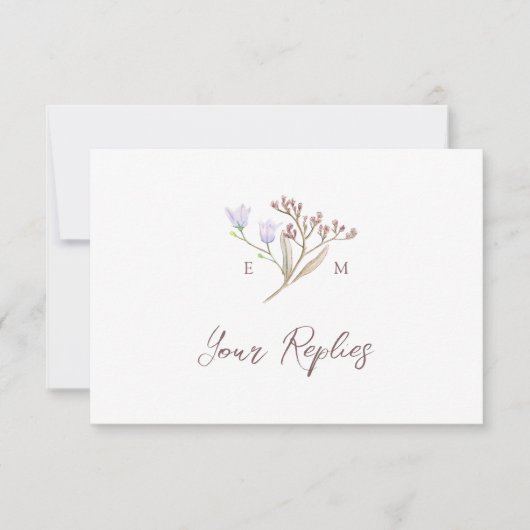 Wildflower bloemenmaaltijd optie bruine herfst bru RSVP kaartje (Voorkant)