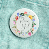 Wildflower Bloemenmeisje Script Bruiloft Ronde Button 3,2 Cm