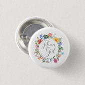 Wildflower Bloemenmeisje Script Bruiloft Ronde Button 3,2 Cm (Voorkant /achterkant)