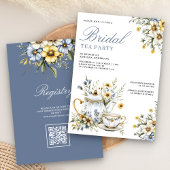 Wildflower Bloementhee Party QR Code Vrijgezellenf Kaart