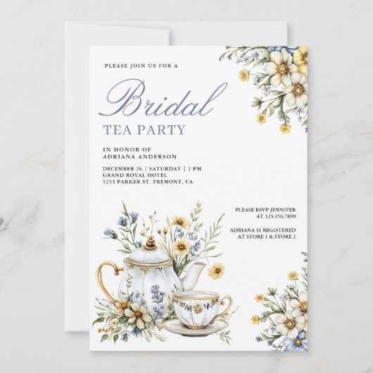 Wildflower Bloementhee Party QR Code Vrijgezellenf Kaart (Voorkant)