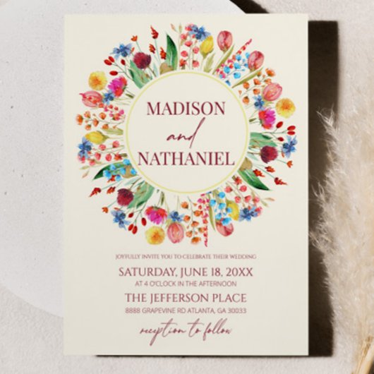 Wildflower bloementuin bloemenkrans bruiloft kaart