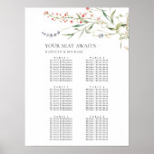 Wildflower bloementuin bruiloft 6 tafel zitplaatse poster (Voorkant)