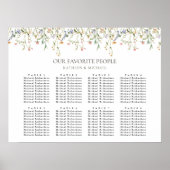 Wildflower bloementuin bruiloft 8 tafel zitplaatse poster (Voorkant)