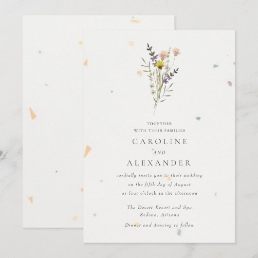 Wildflower bloementuin bruiloft kaart (Voorkant / Achterkant)