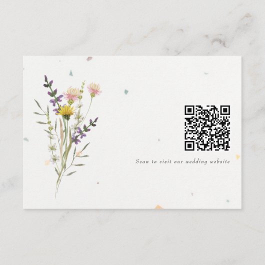 Wildflower bloementuin QR code bruiloft details Informatiekaartje (Achterkant)