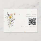 Wildflower Bloementuin QR Code Bruiloft RSVP Informatiekaartje (Achterkant)