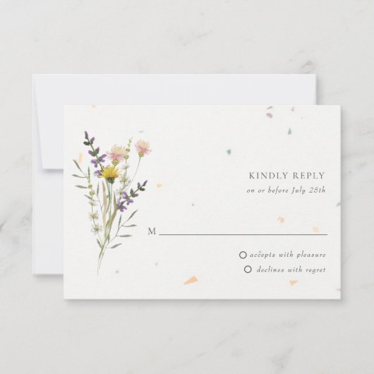 Wildflower Bloementuin Speckletone bruiloft RSVP (Voorkant)