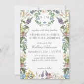 Wildflower bloemenweide lente kleurrijke bruiloft kaart (Voorkant)