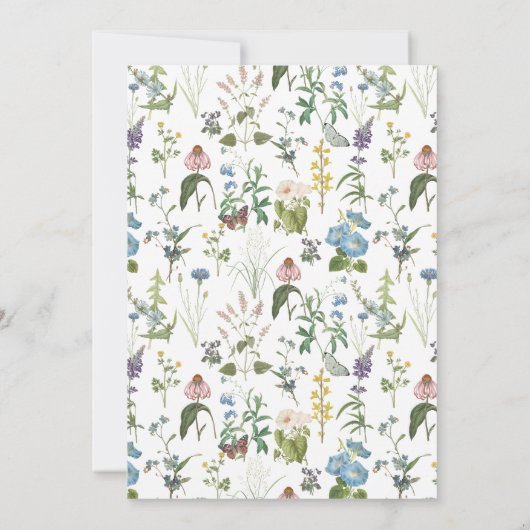 Wildflower bloemenweide lente kleurrijke bruiloft kaart (Achterkant)