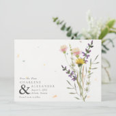 Wildflower bloemenweide tuin foto bruiloft save the date (Staand voorkant)