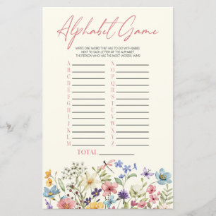 Wildflower Bloemige Alfabet Baby Shower Spel