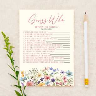 Wildflower Bloemige Raad Wie Baby Shower Spel