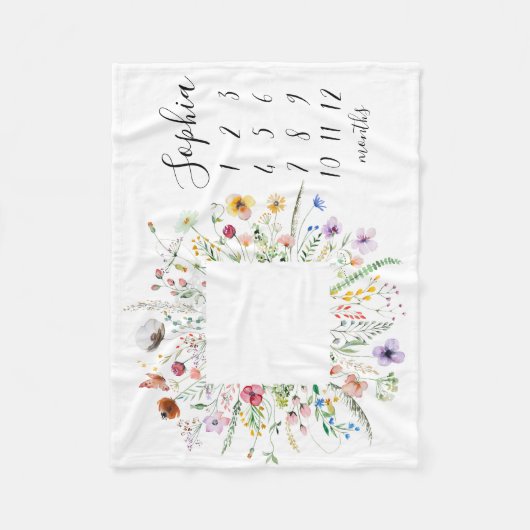 Wildflower Bloemkrans Baby Milestone Deken (Voorkant)