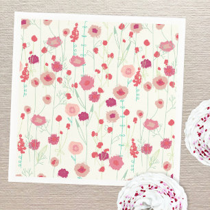 Wildflower Bloempatroon Roze Gele Crème Servet