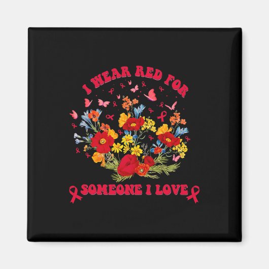 Wildflower Blood Cancer Awareness Apparel Red Ribb Magneet (Voorkant)