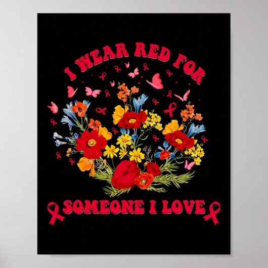 Wildflower Blood Cancer Awareness Apparel Red Ribb Poster (Voorkant)