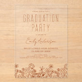 Wildflower Bloom Afstudeerfeest Boho Acryl Uitnodigingen (Voorkant)