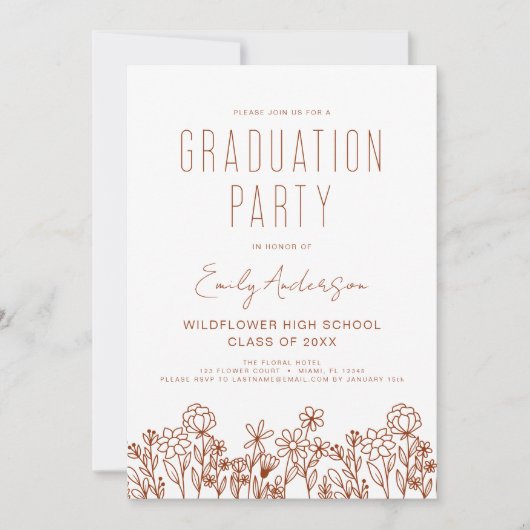 Wildflower Bloom Afstudeerfeest Boho Kaart (Voorkant)