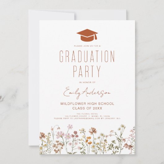 Wildflower Bloom Afstudeerfeest Boho Kaart (Voorkant)