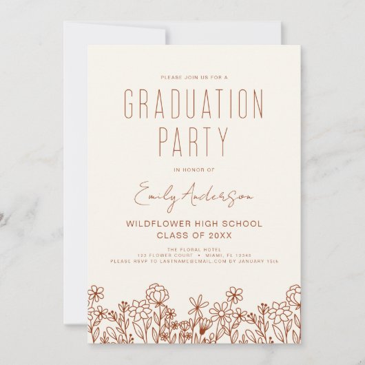 Wildflower Bloom Afstudeerfeest Boho Kaart (Voorkant)