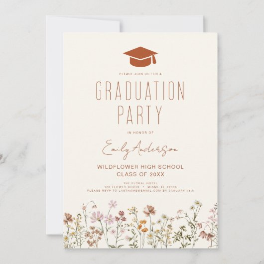Wildflower Bloom Afstudeerfeest Boho Kaart (Voorkant)